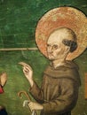 St Bernardino ferried across the river Mincio on his cloack. Detail